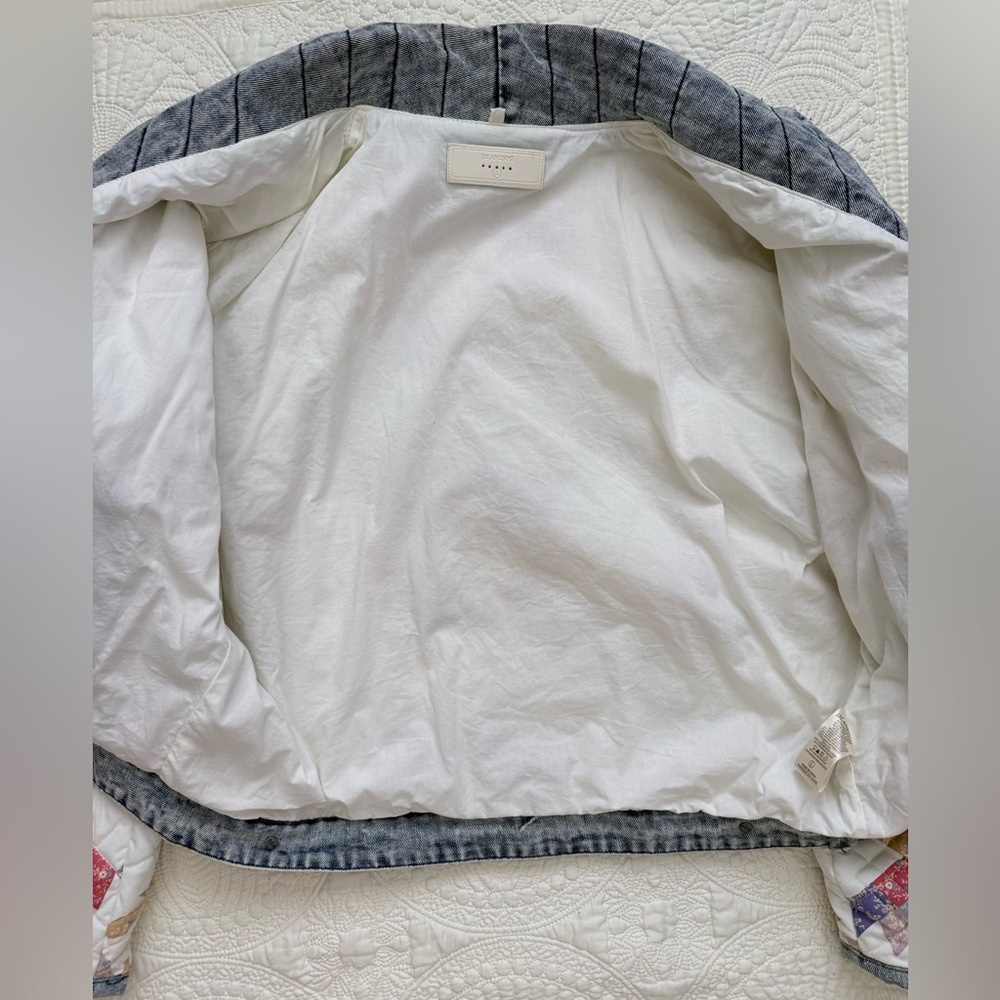 Blank NYC Quilted Patchwork Cropped Jacket in Cream, Blue & Coral - Picture 9 of 16